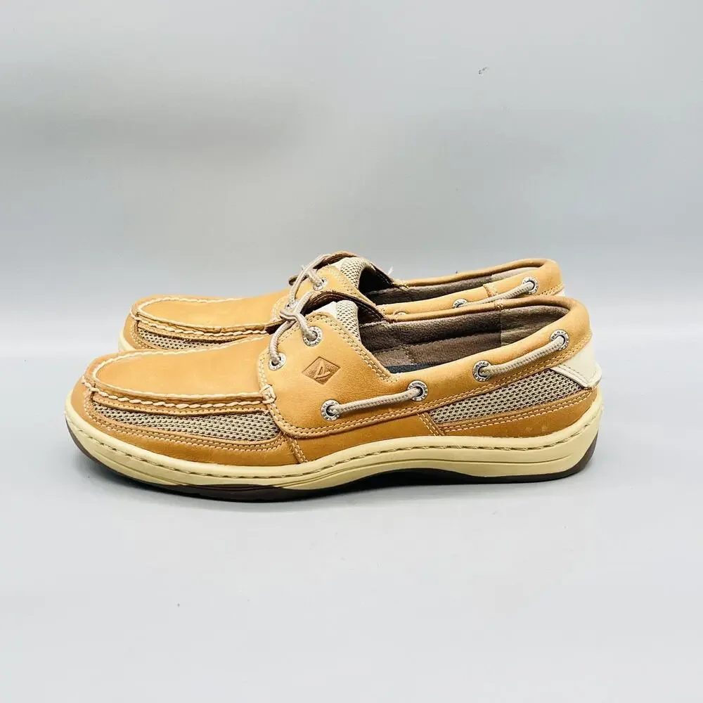 Sperry Shoes Mens 7.5 Brown Leather Top Sider Boat Deck Moc Toe Casual Comfort